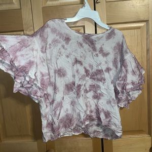 NWT Pink tie dye shirt with ruffle sleeves